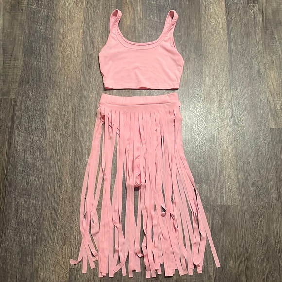Pink Fringe Swimsuit - Picture 2 of 11